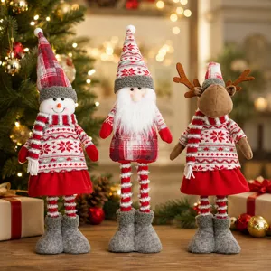 Set di adorabili peluche telescopici di Natale con pupazzo di neve renna per decorazione.