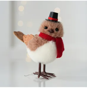 Cute Christmas Valentine little bird plush toy ornament for indoor holiday home decor and display.