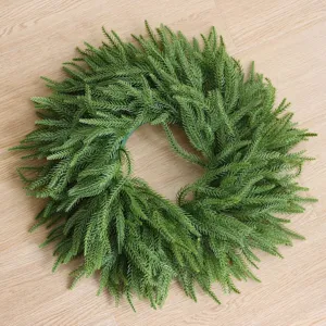 Norfolk Pine Christmas Wreath Artificial PE Plastic Soft Touch Pine Needle Garland For Front Door Holiday Home Wall Decor Christmas Supplies