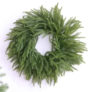 Artificial Norfolk Pine Wreath Green Christmas Door Hanging Holiday Home Decor 45cm