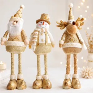 Set di peluche di Natale gambe lunghe, babbo Natale pupazzo di neve renna decorazione casa.