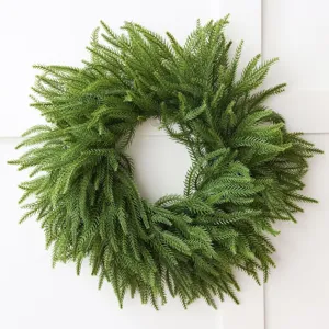 Artificial Norfolk pine Christmas wreath, green pine needle door hanging decoration 1pc
