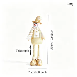 Pupazzo di neve telescopico di peluche natalizio, simpatica statuetta per regali di feste.