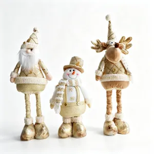 Set di bambole di peluche telescopiche di Natale con Babbo Natale, pupazzo di neve.