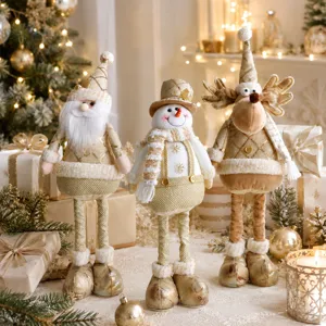 Decorazione di bambola telescopica di Natale, peluche Babbo Natale pupazzo di neve renna.