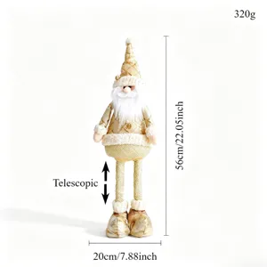 Babbo Natale telescopico natalizio bambola scozzese dorata ornamento decorativo 56cm