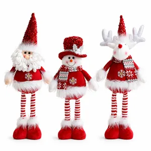 Set di bambole di peluche telescopiche di Babbo Natale pupazzo di neve renna decorazione.