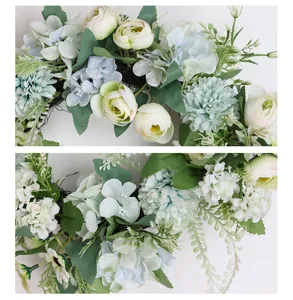 Artificial peony hydrangea flower wreath for home wall decor, wedding party hanging.