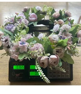 Artificial peony hydrangea flower wreath detail view, perfect for wedding and party decoration.