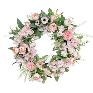 Artificial peony hydrangea wreath for home decor, wedding party and holiday supplies.