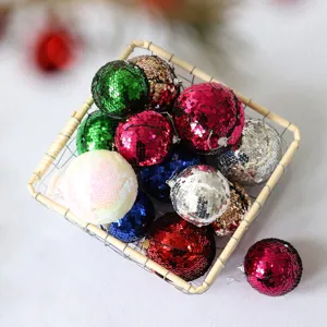 Set de bolas de navidad con lentejuelas coloridas de 8cm, adornos colgantes brillantes