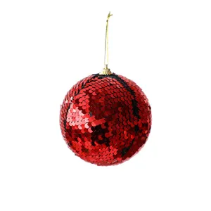 Bola de Navidad con Lentejuelas Rojas de 8CM Adorno Colgante Decoración de Árbol de Navidad