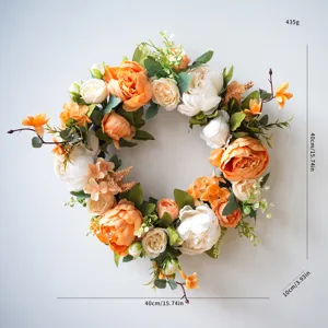 Kunstmatige Pioenen Bloemkrans Voordeur Lente Bloemenkrans Huis Huwelijk Decor 40cm