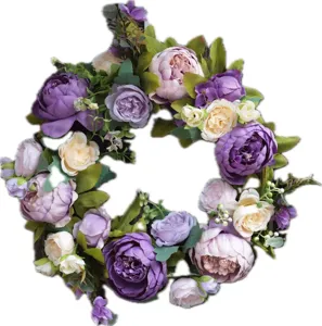 Kunstmatige pioenroos bloemenkrans voor voordeur decoratie lente bruiloft thuis decor