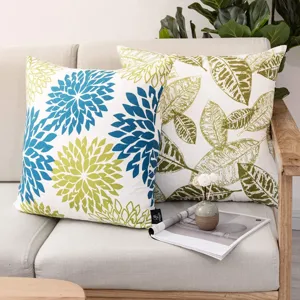 Stylish abstract floral throw pillow cover for living room sofa, comfortable home decor cushion.