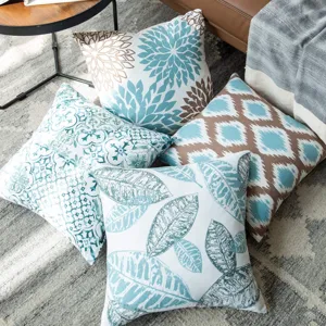 Minimalist geometric abstract floral printed throw pillow cover for home sofa cushion decor.