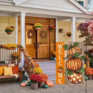Autumn garden flag outdoor decoration double sided welcome pumpkin linen yard flag
