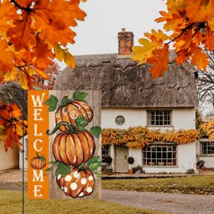Autumn pumpkin garden flag double sided linen outdoor yard party decorative banner