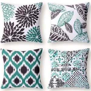 Modern Geometric Abstract Floral Linen Pillow Cover Decorative Square Sofa Cushion Cover For Living Room Home
