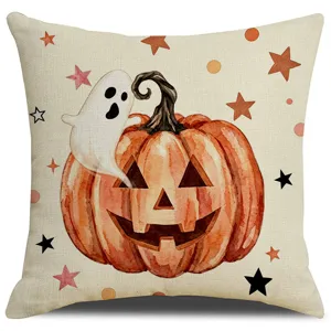 Housse de coussin Halloween citrouille et fantôme décoration de canapé pour fête