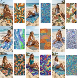 Microfiber Quick Dry Beach Towel Abstract Geometric Print Bath Towel Lightweight Absorbent Yoga Pool Towel For Travel