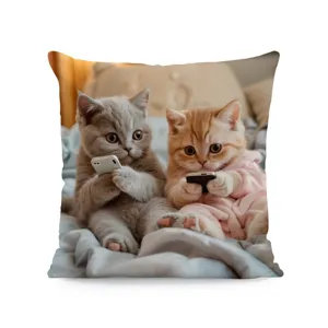 Süsse Katzen Handy Druck Kissenbezug dekorative weiche Kissenhülle für Sofa Heimdekoration