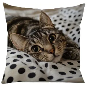 Niedlicher Kater Kissenbezug, weicher Stoff dekorativer Kissenhülle für Sofa Heimdekoration.