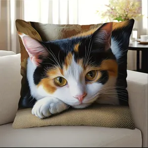 Charmanter Kissenbezug mit niedlichem Katzenmotiv, weicher Sofa Kissenbezug fuer Heimdekoration