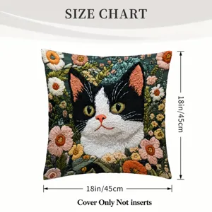 Quadratischer Katzen Kissenbezug Größentabelle, 45x45 cm 2D flach gedrucktes Deko Kissen.