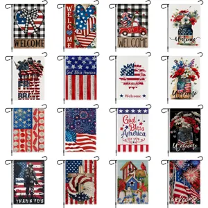 Amerikaanse Onafhankelijkheidsdag linnen tuinvlag patriotische tuindecoratie banner.