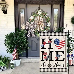 Amerikaanse Onafhankelijkheidsdag Tuinvlag Buffel Plaid Welkom Tuin Vlag Buiten Decor