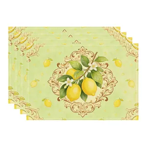 Summer lemon fabric placemat set decorative table mat for dining room kitchen home decor