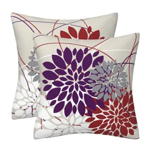 Detail view of modern minimalist geometric floral throw pillow cover for cozy home decor.