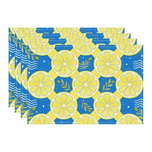 Summer lemon placemat linen fabric table mat decorative coaster for kitchen dining room decor
