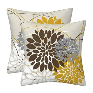 Decorative throw pillow covers with abstract floral geometric pattern for sofa home decor.