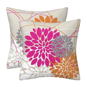 Decorative throw pillow covers set of 2 modern abstract floral geometric cushion