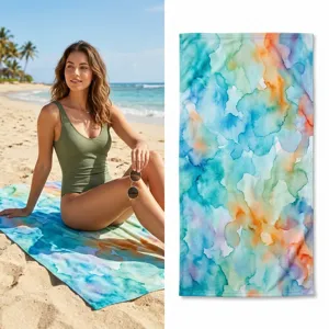Quick dry beach towel microfiber abstract watercolor print large swimming pool bath towel