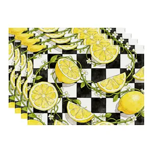 Summer lemon pattern fabric placemat table mat for dining room kitchen decor