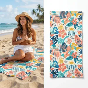 Quick dry beach towel tropical floral pattern lightweight swim towel for summer outdoor vacation