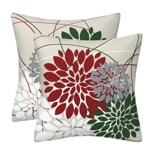 Decorative throw pillow covers set with minimalist geometric floral print for sofa living room.
