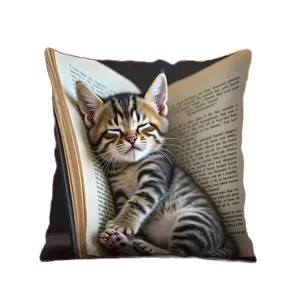 Niedlicher schlafender Katzen Kissenbezug weicher dekorativer Kissenbezug Sofa Heimtextil