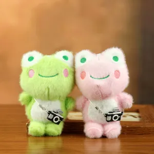 Lindo Llavero de Peluche de Rana de Dibujos Animados Muñeca de Animal Relleno Suave Con Mini Cámara Para Colgante de Mochila Regalo