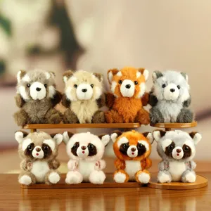 Cute Plush Red Panda Raccoon Keychain Toy Soft Animal Stuffed Toy Mini Bag Charm Doll Birthday Gift For Girls Kids