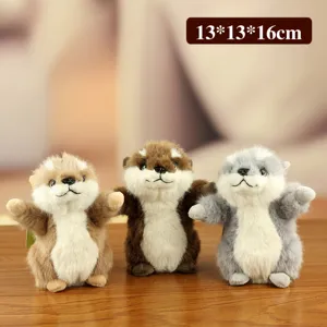 Leuke gesimuleerde otter pluche speelgoed set van drie poppen decor cadeau 13x13x16cm