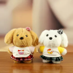 Simpatico Portachiavi a Forma di Cane in Peluche Giocattolo per Cuccioli di Cartone Animato Bambola di Peluche con Gonna a Cappuccio Ciondolo Ornamento per Zaino da Scuola Borsa Portachiavi Regalo