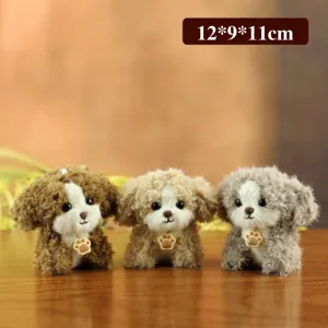 Cute simulation puppy plush toy, fluffy dog doll keychain pendant, soft children companion.