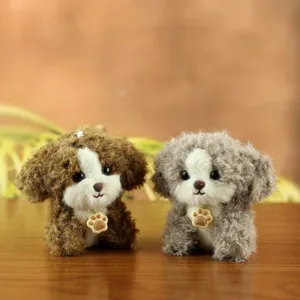 Cute puppy plush toy pendant, soft stuffed animal toy with lovely paw charm for kids and gift.