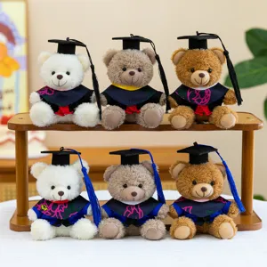 Mignon ours en peluche de remise des diplômes avec chapeau et robe pour cadeau étudiant