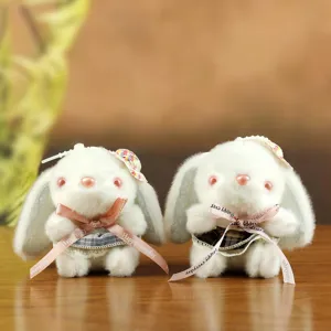 Cute lolita style bunny plush pendant soft toy bag charm keychain fluffy rabbit doll decoration
