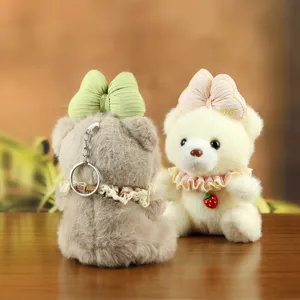 Plush bear keychain cute bowknot pendant backpack hanging ornament soft toy gift